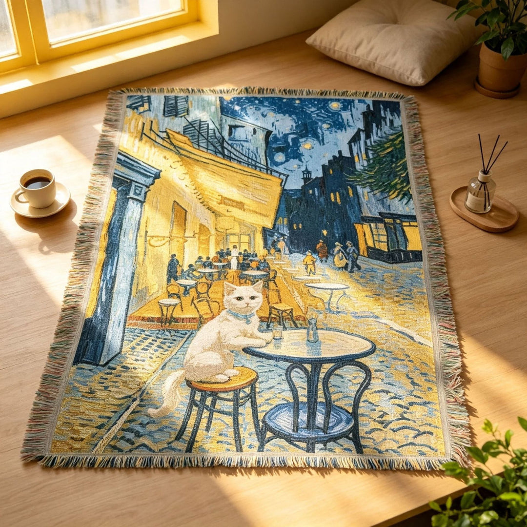 Artistic Cat-Themed Tapestry Blanket
