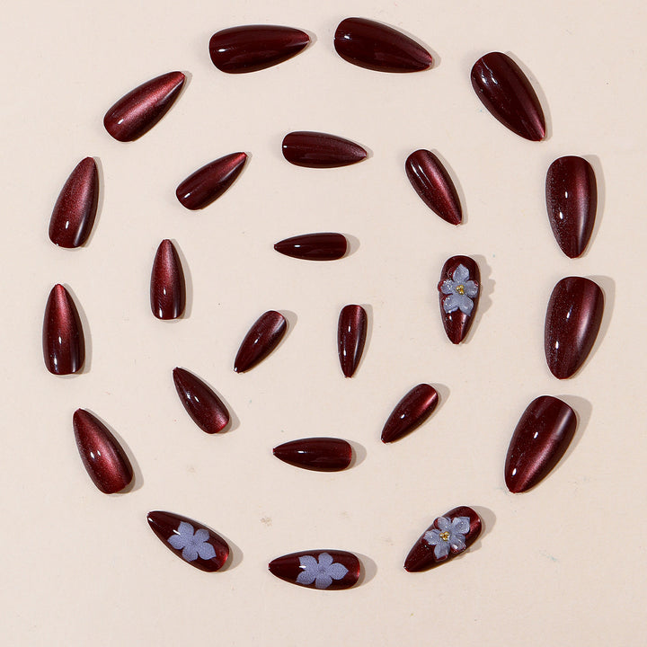 Elegant Floral Accented Nail Art Extensions Kalsten