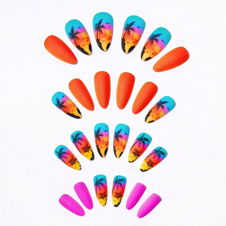 Tropical Sunset Beach-Inspired Nail Art Kalsten