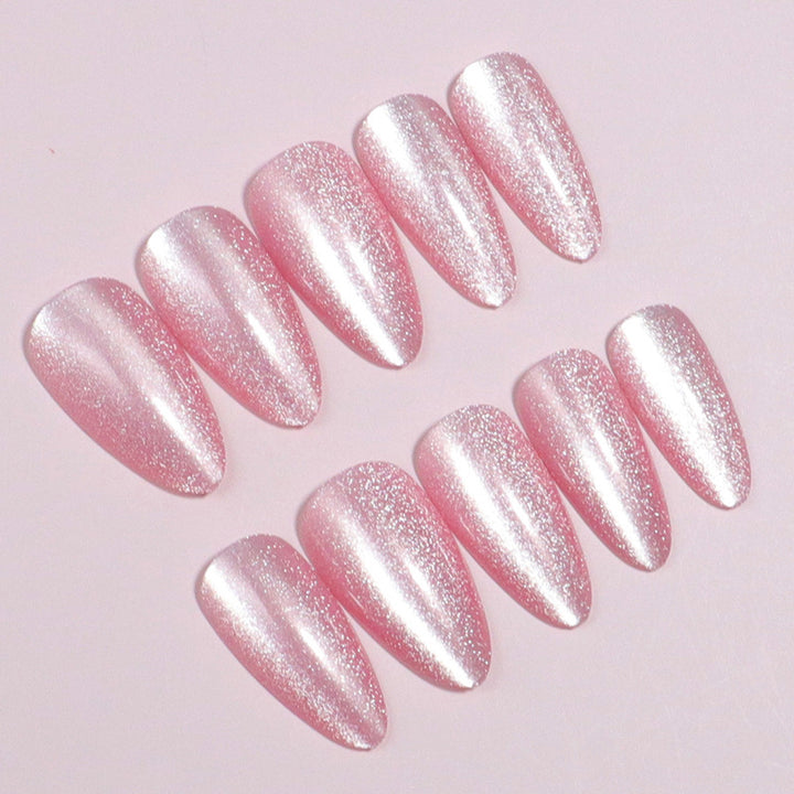 Sparkling Glittery Almond-Shaped Press-On Nails Kalsten