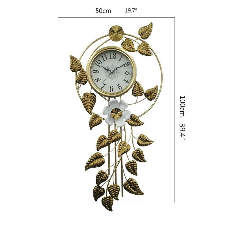 Decorative Wall Clock with Floral Accents Kalsten