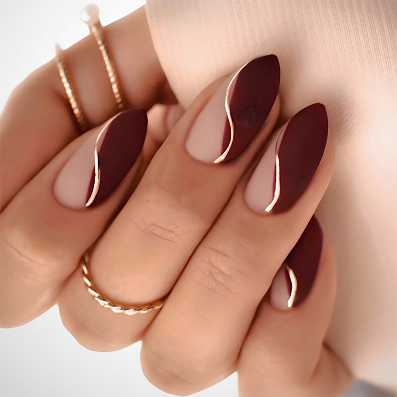Stylish Press-On Nail Set with Elegant Curved Design Kalsten