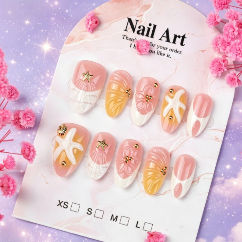 Artistic Press-On Nail Set with Unique Summer Designs Kalsten