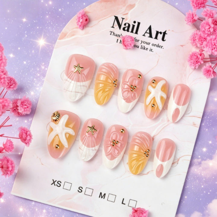 Artistic Press-On Nail Set with Unique Summer Designs Kalsten