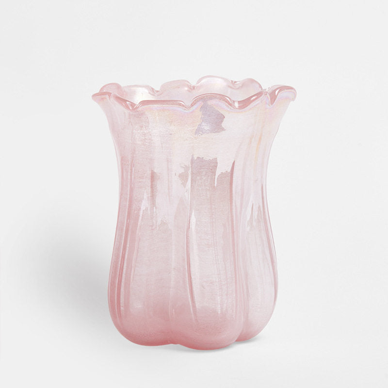 Handblown Ruffled-Tulip Art Glass Decorative Vase Kalsten