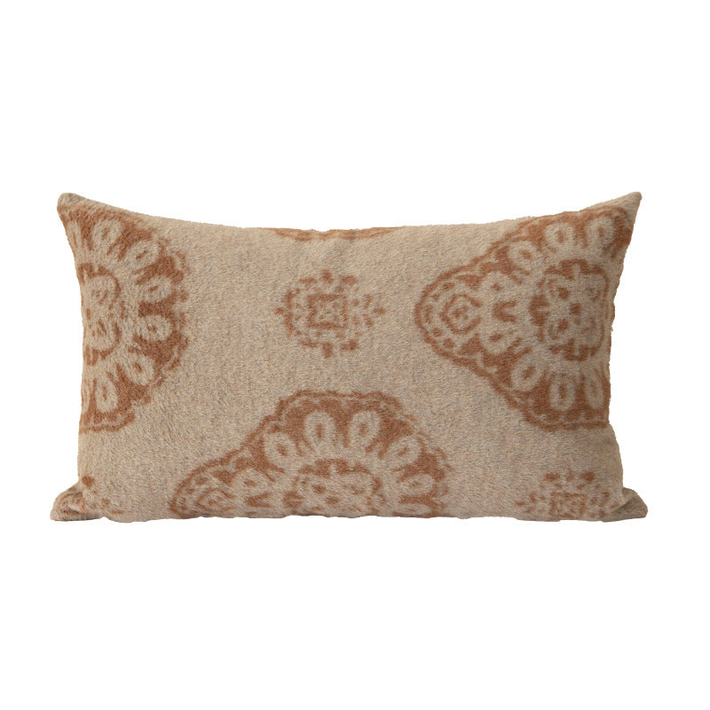 Square decorative sofa cushion with jacquard-woven ornament and soft bouclé surface Kalsten