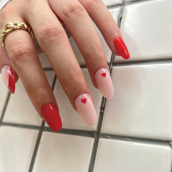 Elegant Nail Extensions with Heart Design Kalsten
