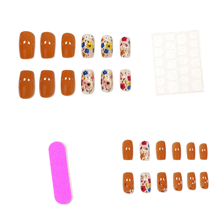 Floral Patterned Press-On Nail Enhancements Kalsten