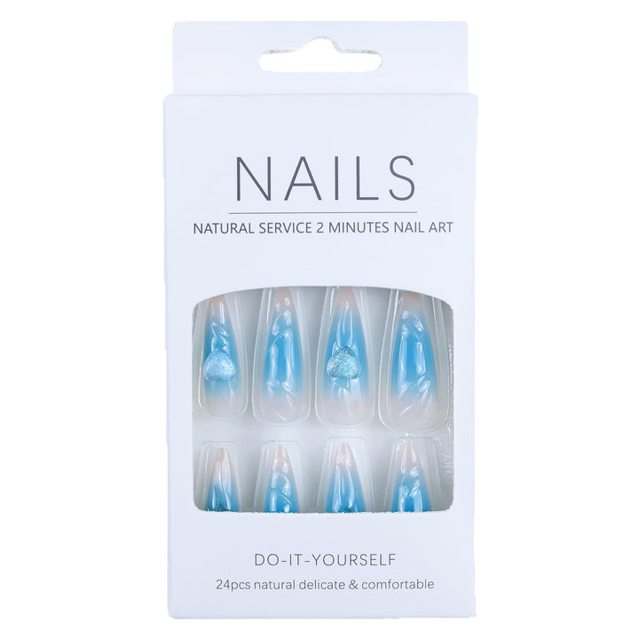 Creative heart design fake nails with glitter accents Kalsten