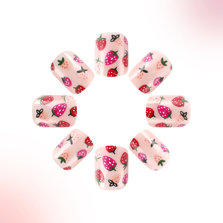 Strawberry-Themed Press-On Nail Art Kalsten