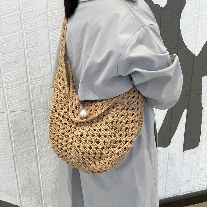 Handmade shoulder bag with bead closure Kalsten