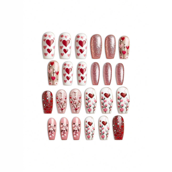 Heart-Themed Decorative Press-On Nail Art Kalsten