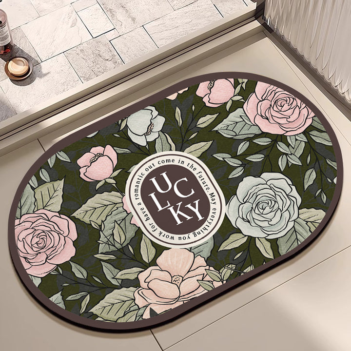 Oval Floral Bath Mat Kalsten