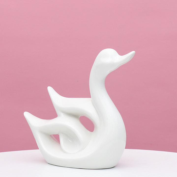 Artistic Swan-Shaped Ceramic Decor Kalsten