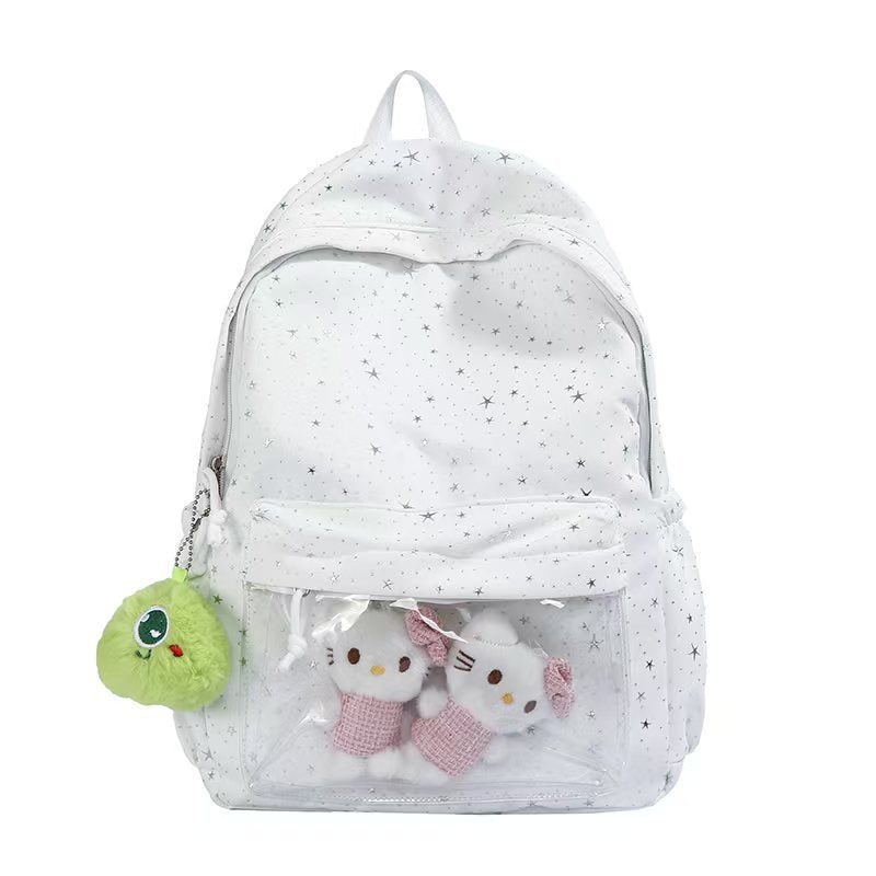 Backpack with Transparent Front Pocket and Cozy Kalsten Motif