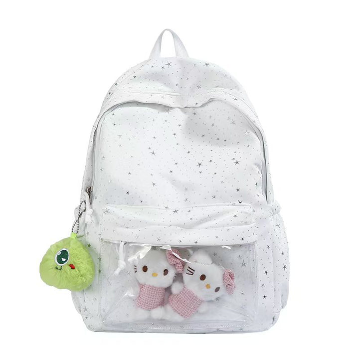 Backpack with Transparent Front Pocket and Cozy Kalsten Motif