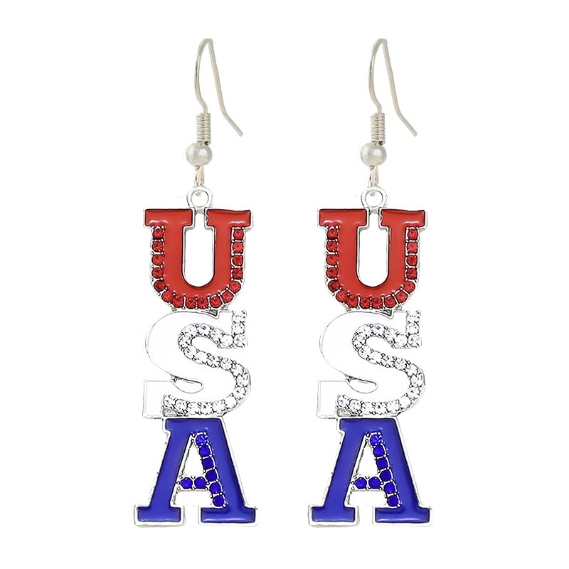 Women's nan patriotic horseshoe enamel dangle earrings with star-accented design and fishhook findings Kalsten