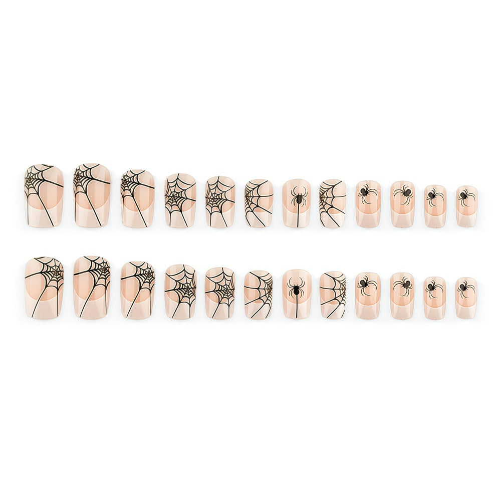 Halloween Artificial Nail Set with Spider Web Design Kalsten