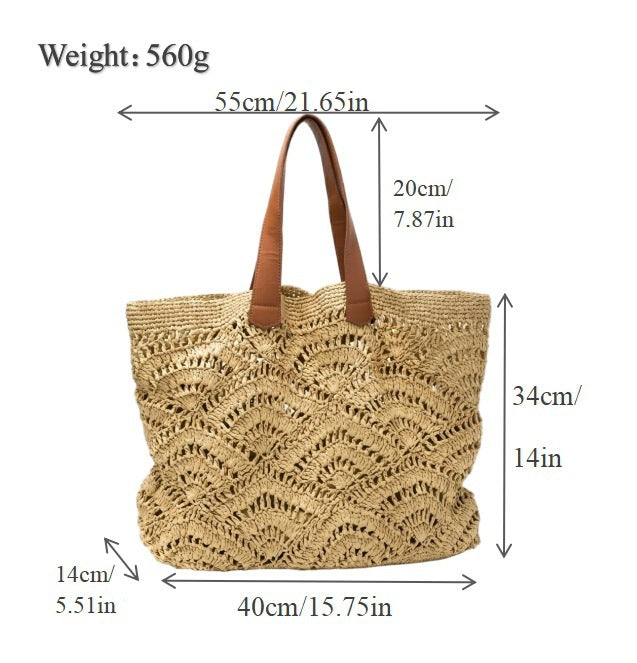 Hand-knotted beach bag with elegant wave design Kalsten