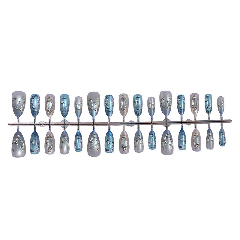 Luxury Artificial Nail Set with Elegant Glitter and 3D Elements Kalsten