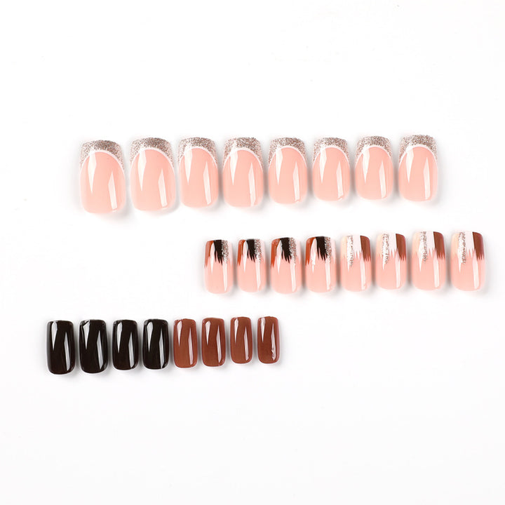 Elegant Artificial Nail Extensions with Ombre and Glitter Details Kalsten