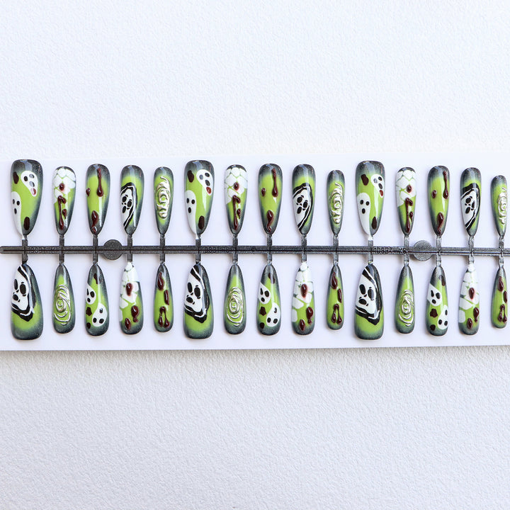 Artistic Press-On Nail Set with Unique Halloween Designs Kalsten