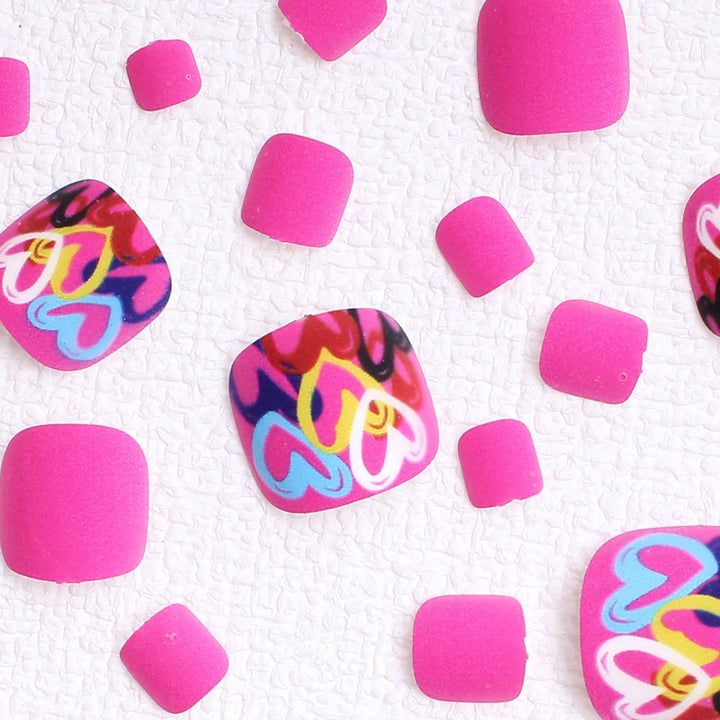Artistic Heart-Designed Press-On Toenails Kalsten