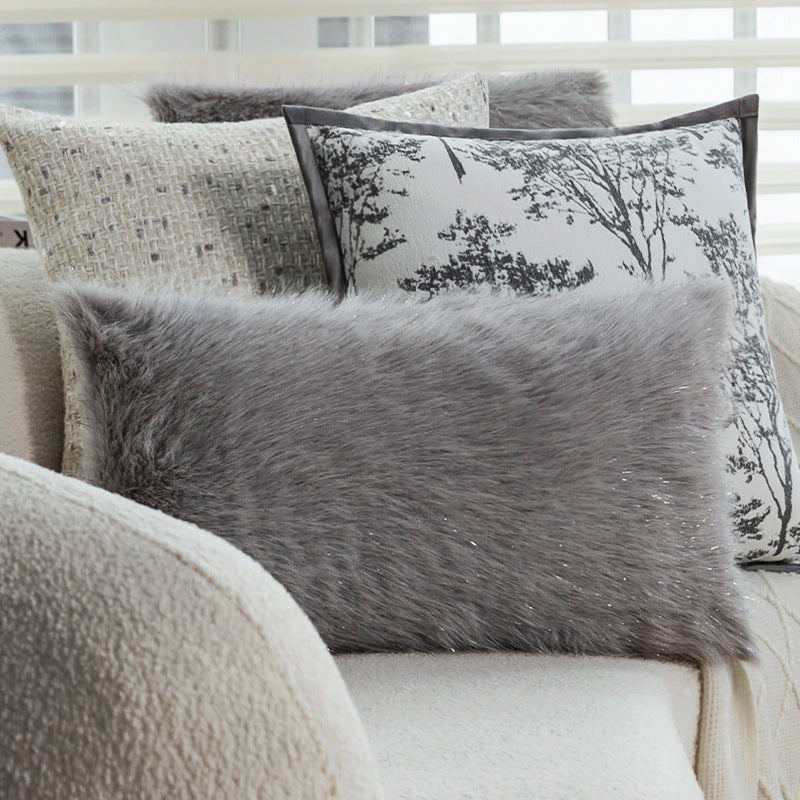Square decorative cushion cover with finely woven tree jacquard and velvety piping Kalsten