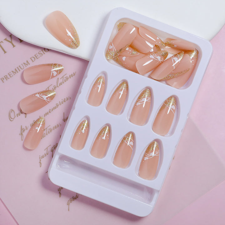 Glamorous Heart-Accent Press-On Nails Kalsten