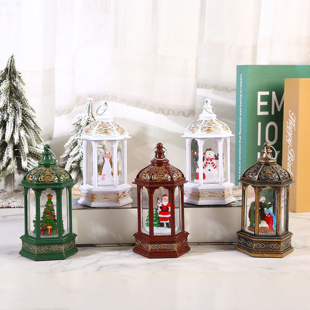 Nostalgic Christmas lantern with moving Santa Claus Kalsten