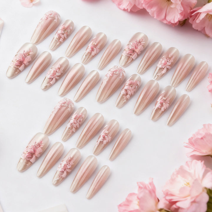 Elegant Floral-Styled Press-On Nails Kalsten
