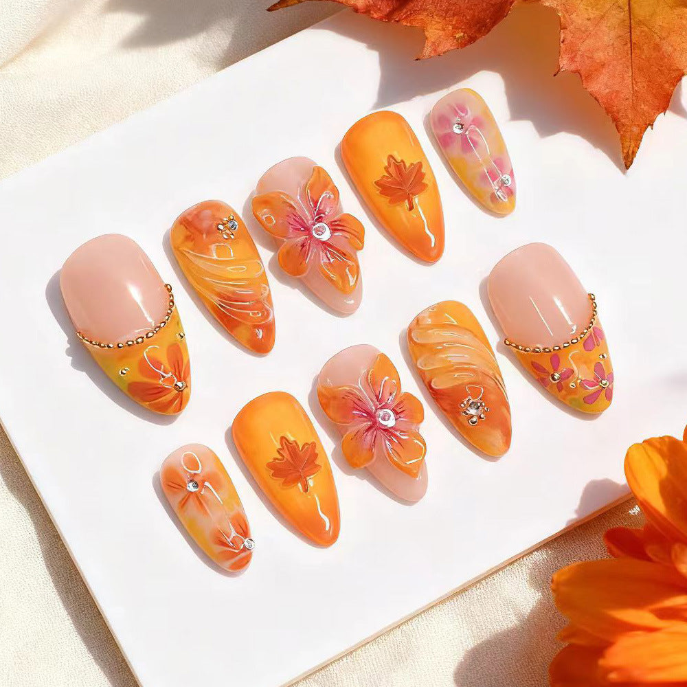Artistic Floral-Themed Press-On Nail Set Kalsten