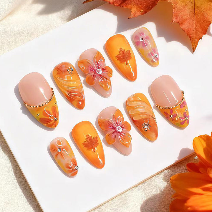 Seasonal Floral Press-On Nail Design