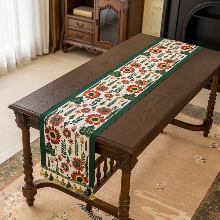 Embroidered Floral Pattern Table Runner