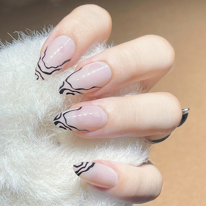 Elegant Stiletto Press-On Nail Set with Marble Detailing Kalsten