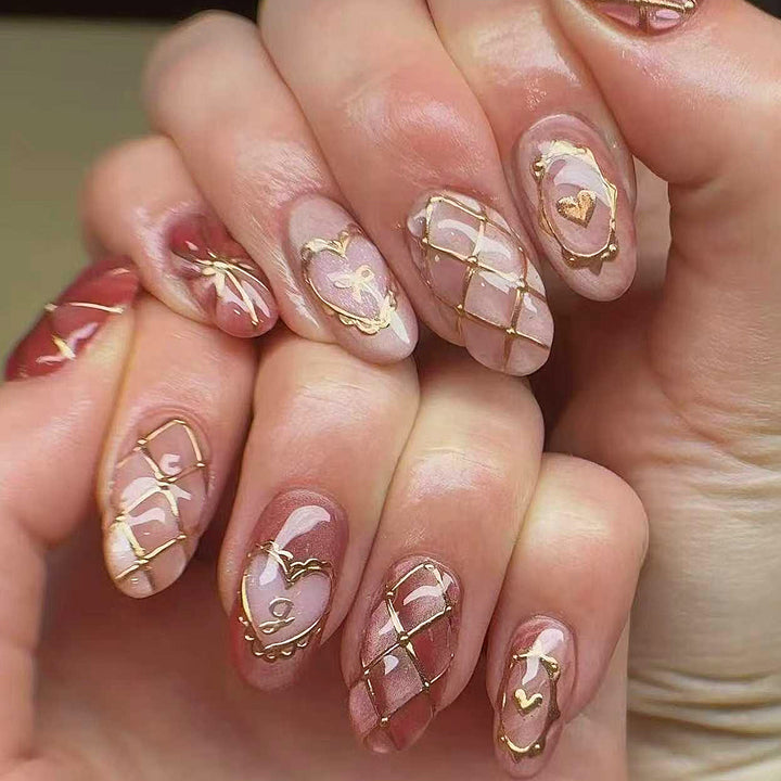 Artistic Heart-Accent Press-On Nails Set Kalsten