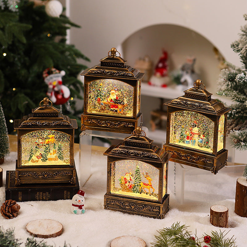 Nostalgic Christmas lantern with moving snowfall scene Kalsten