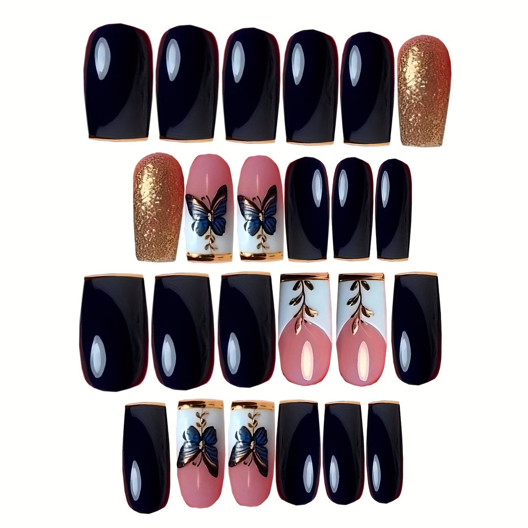 Butterfly-Inspired Elegant Acrylic Press-On Nails Kalsten