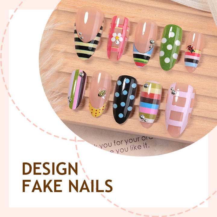Acrylic nail set with colorful patterns and creative designs Kalsten