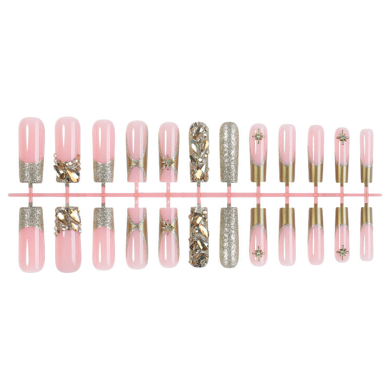 Premium Decorative Press-On Nail Set with Elegant Gold Accents Kalsten