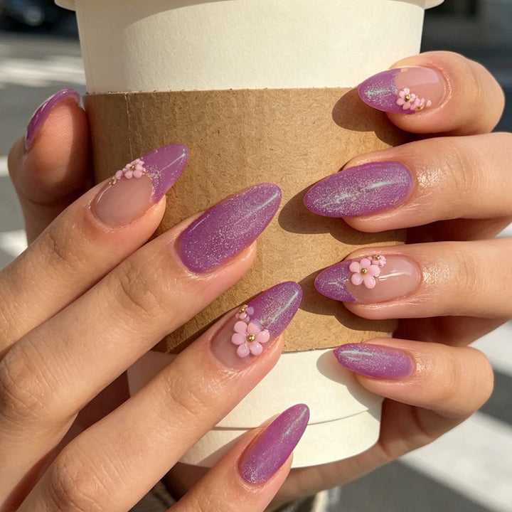 Decorative Floral Acrylic Nail Enhancements Kalsten