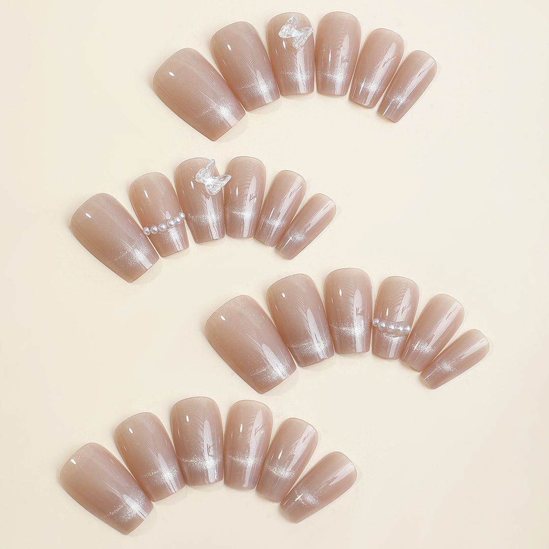 Acrylic nail set with elegant rhinestone decorations Kalsten