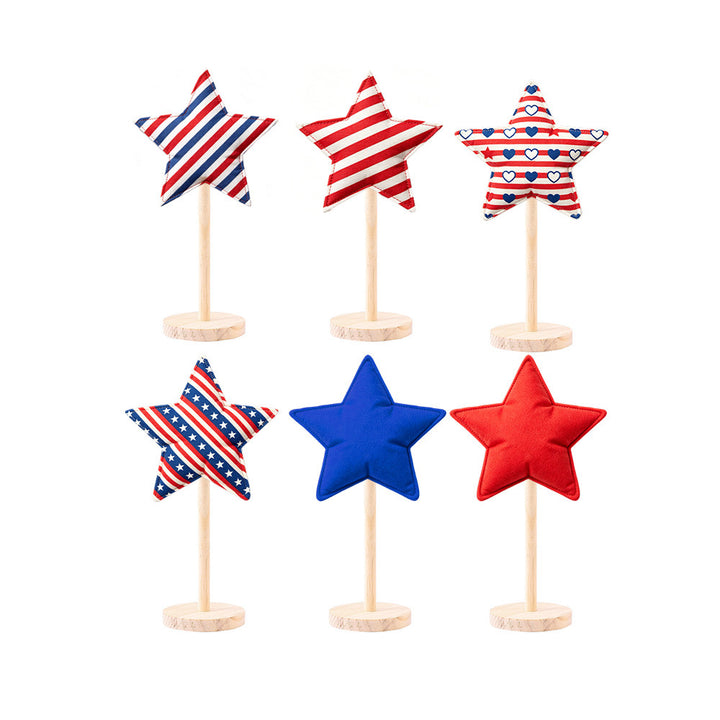 Unisex decorative star decoration figures made of fabric on wooden stand Kalsten