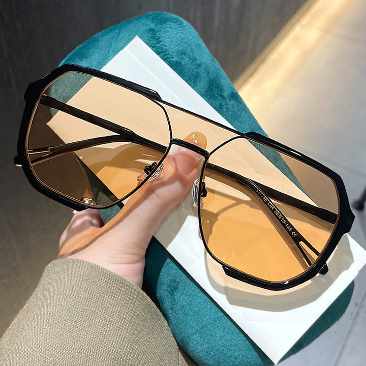 Ladies extravagant sunglasses in hexagonal design with transparent frame Kalsten