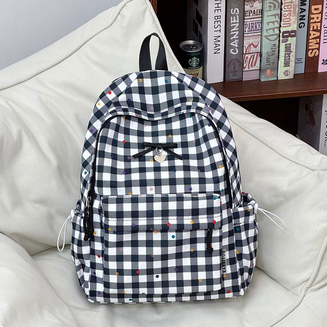 Playful Checked Pattern Backpack Kalsten
