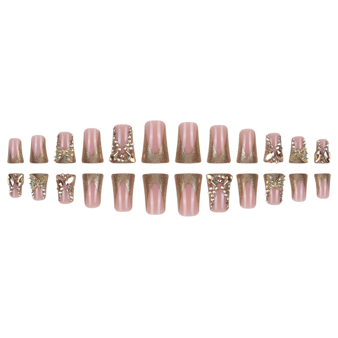 Glamorous Rhinestone Butterfly Press-On Nails Kalsten