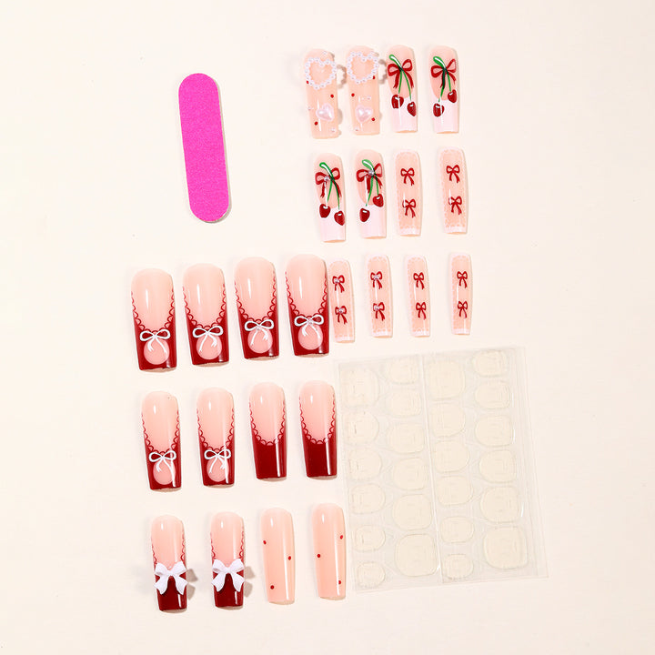 Festive Heart-Accent Acrylic Nail Art Extensions Kalsten