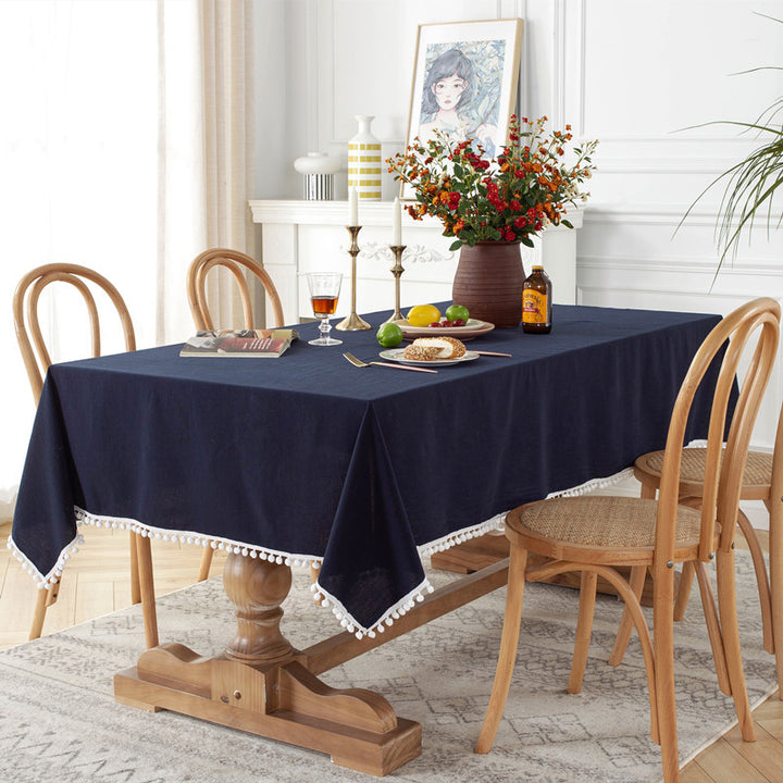 Pom-Pom Trim Tablecloth