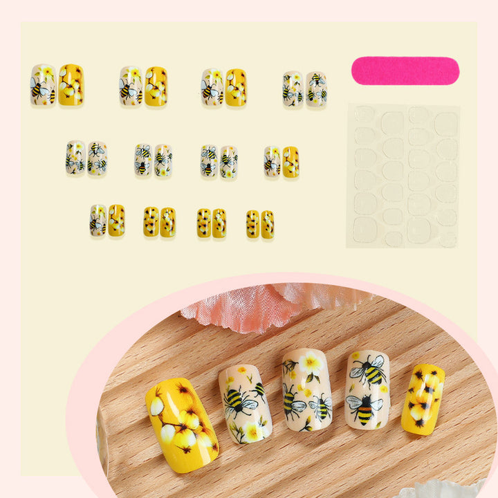 Bee-Themed Press-On Nail Art Set kalsten