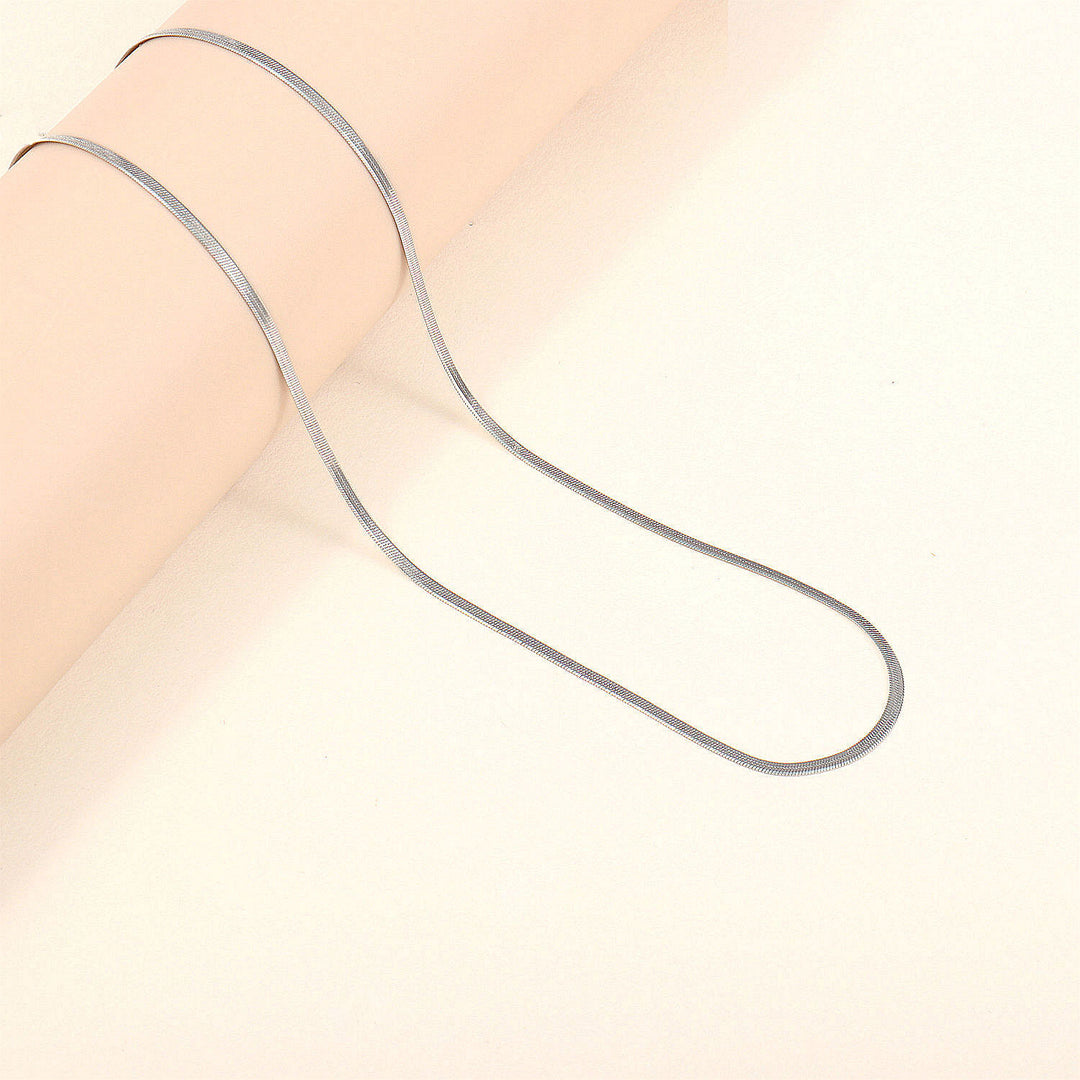 Sleek Slim Silver Chain Necklace Kalsten